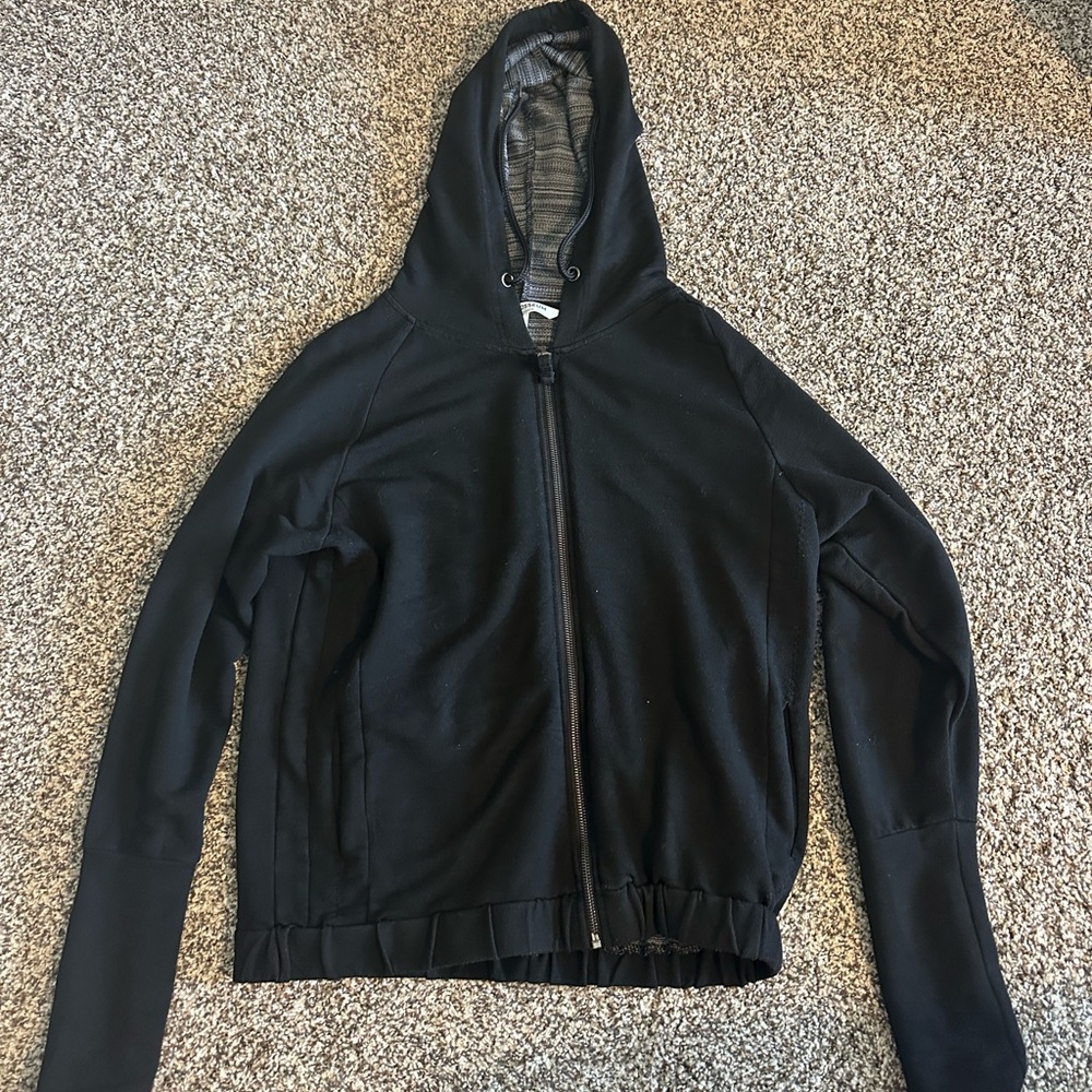 Colosseum Black Hooded Zip-Up Jacket Casual Style